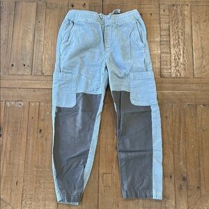 Hanna andersson blue corduroy mixed media pull on pants joggers 6-7 years